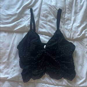 Colsie Black Sparkly Mesh Tank Top